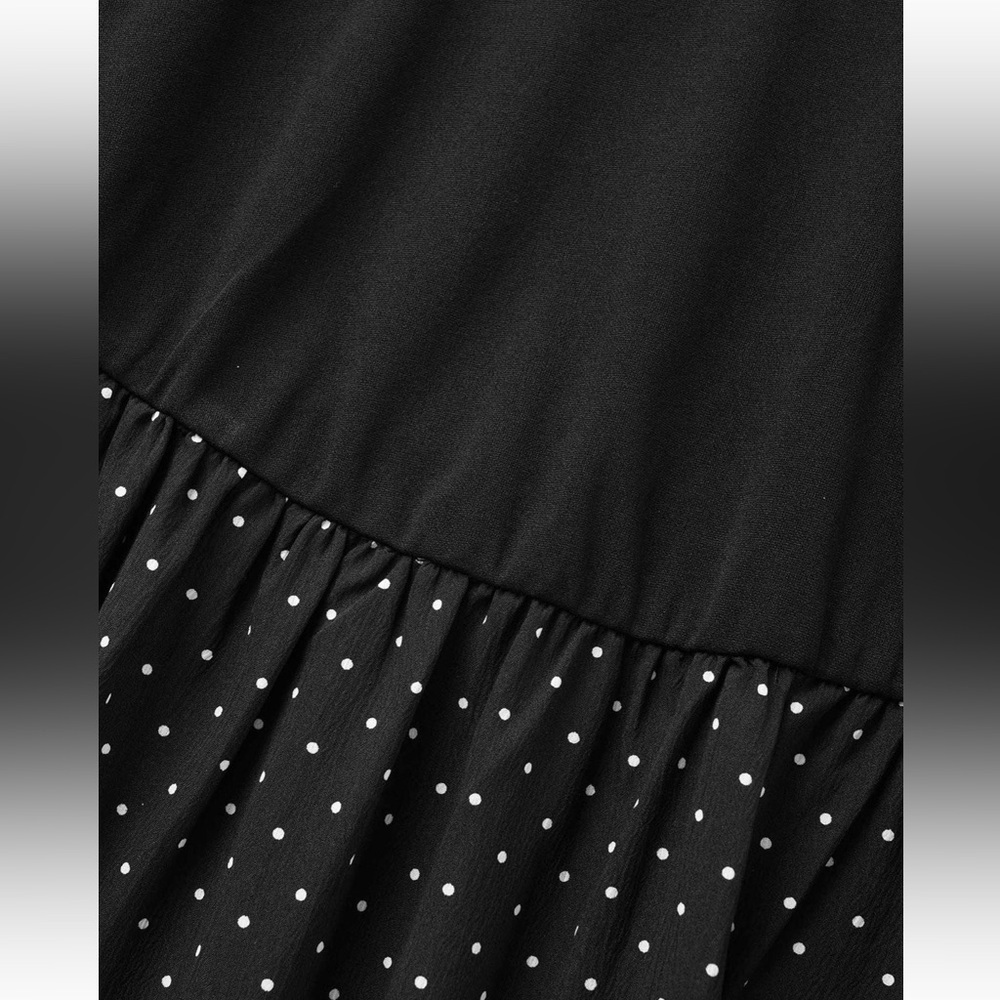 BloomChic Plus Size XL Polka Dot Patchwork Belted Square Neck Dress us14-16 - Picture 4 of 8
